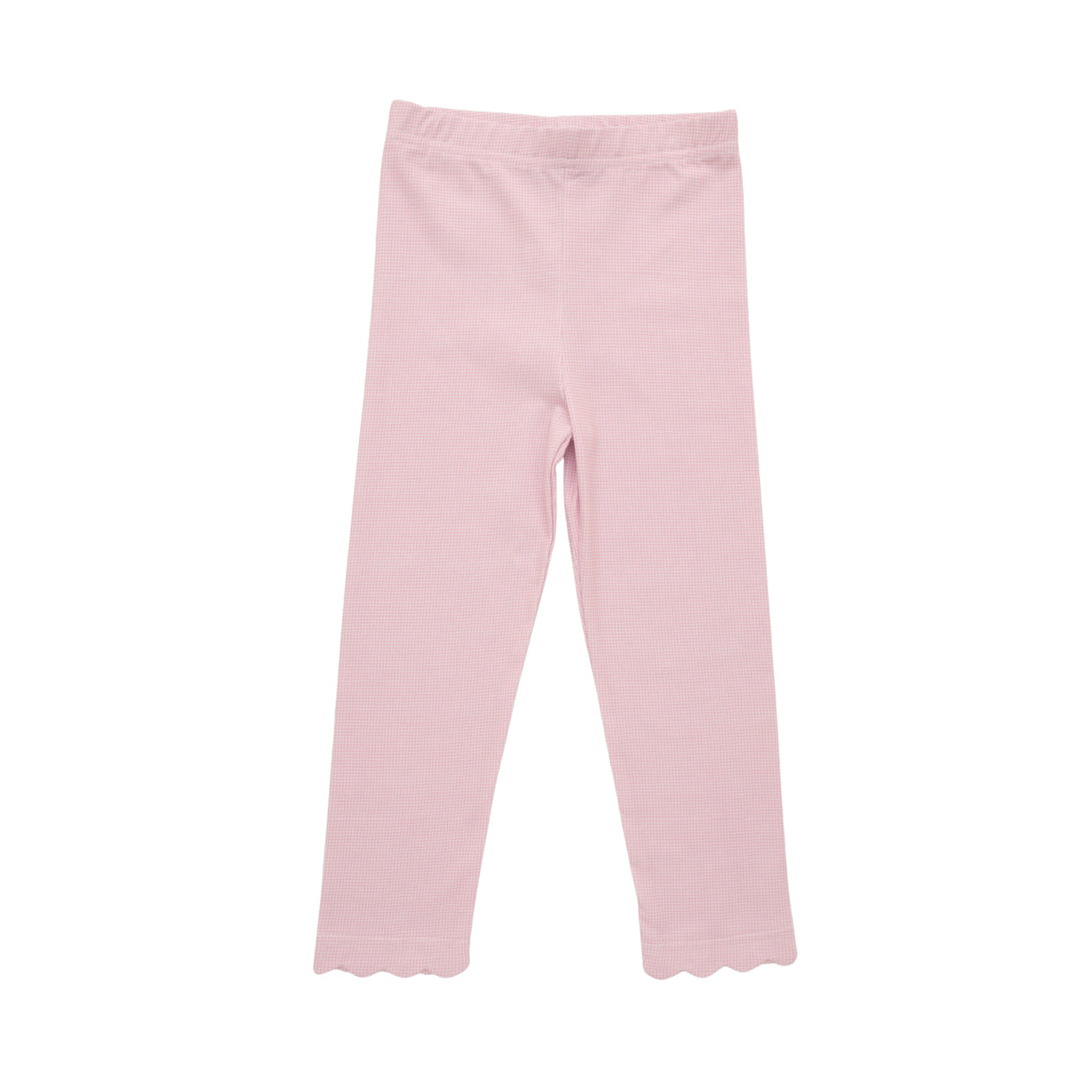 Scalloped Leggings - Light Pink Micro Gingham PRE-ORDER