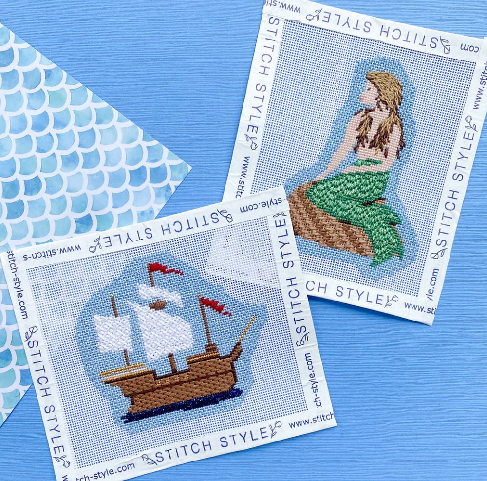 Fairy Tales & Fables Little Mermaid and Ship 18 Mesh Needlepoint Canvas