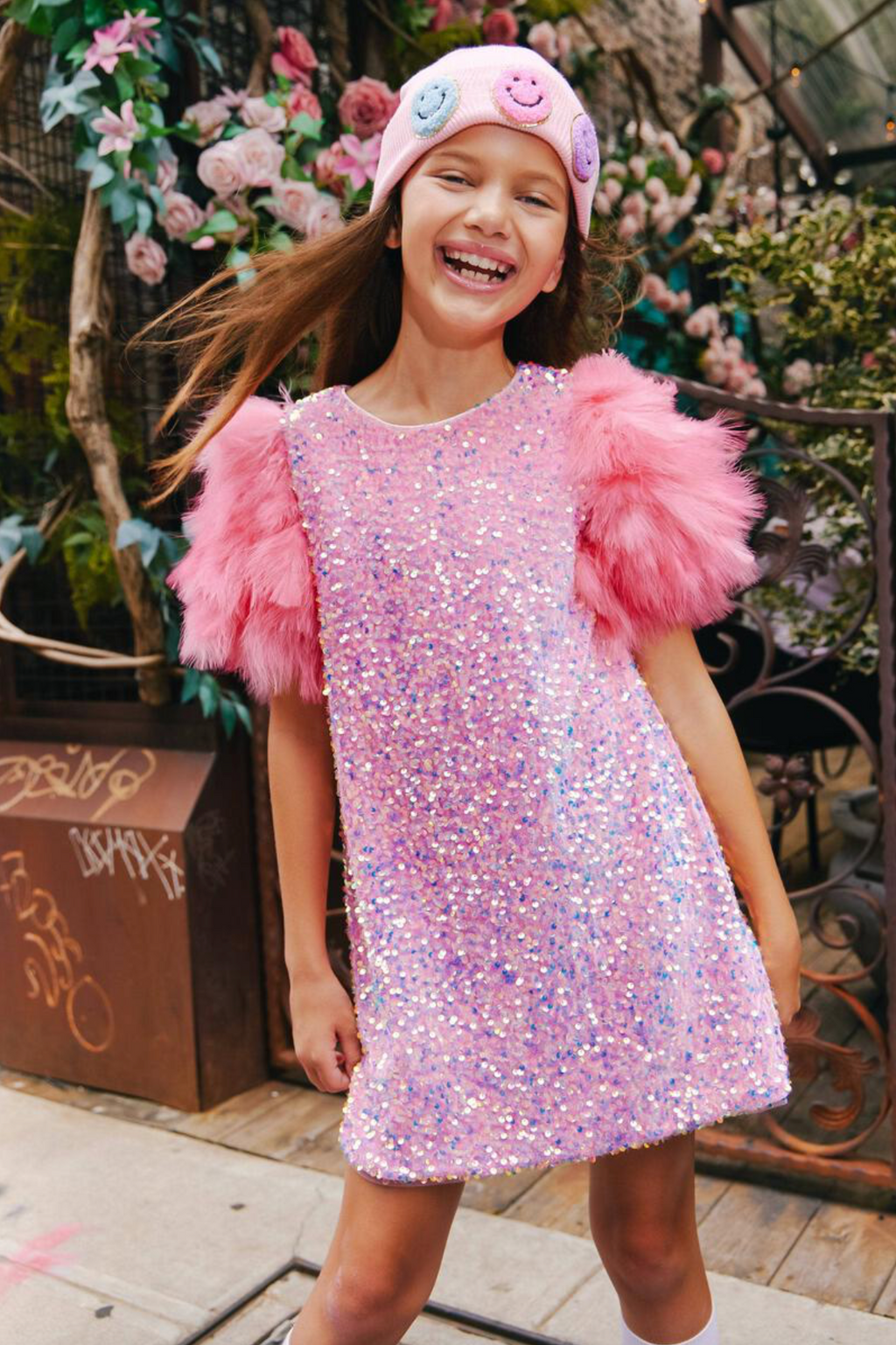 Rose Feather Party Dress