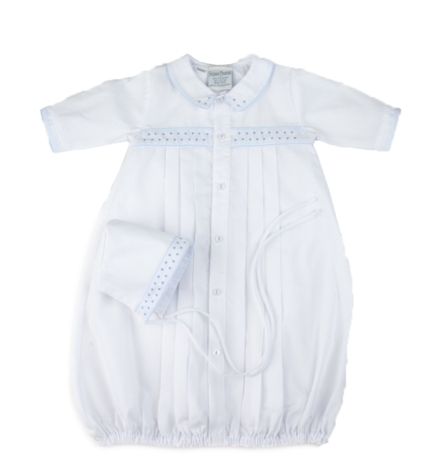 Boys Embroidered Take Me Home Gown with Hat - White