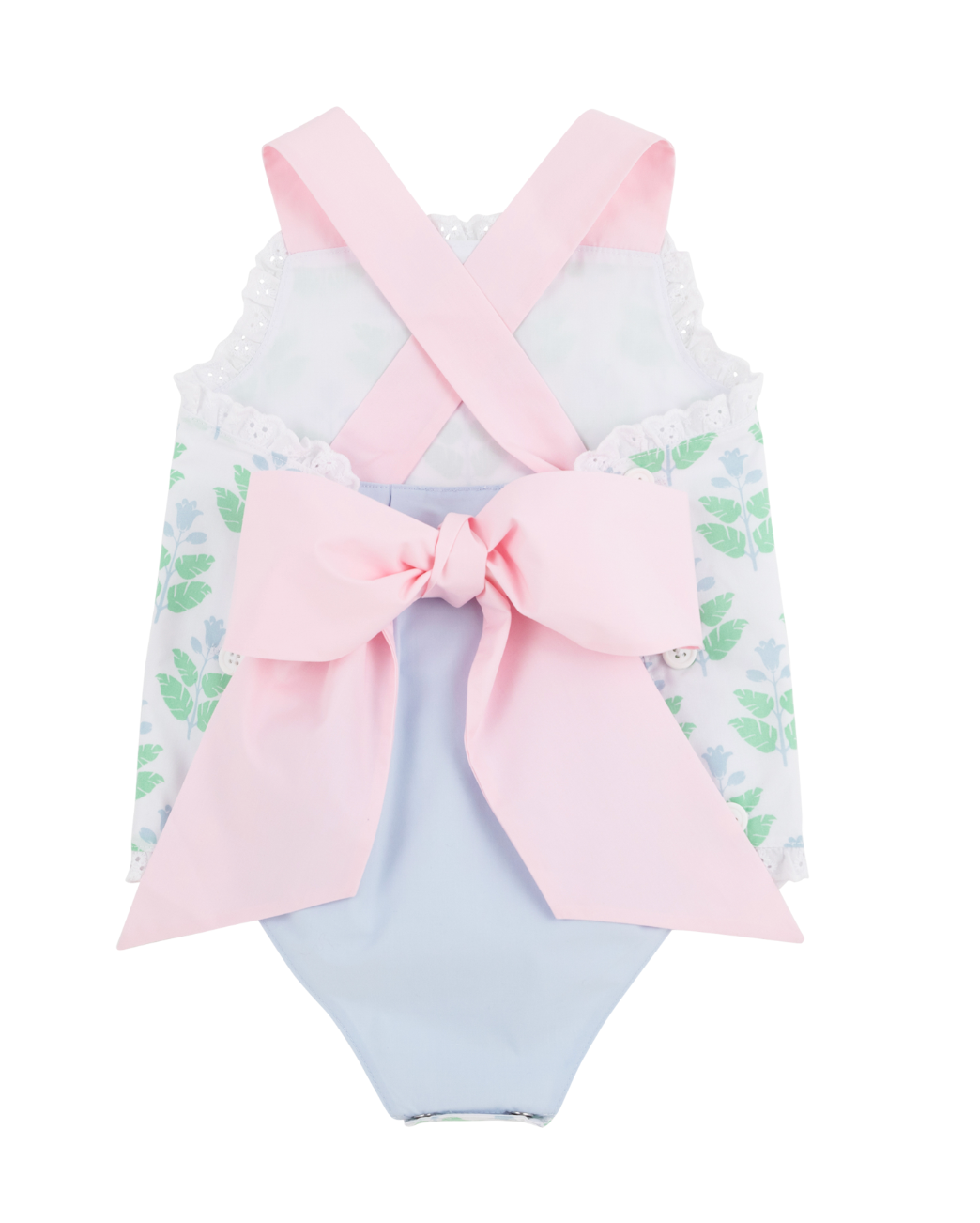 Sisi Sunsuit Broadcloth Hanover Handblock Palm Beach Pink Buckhead Blue