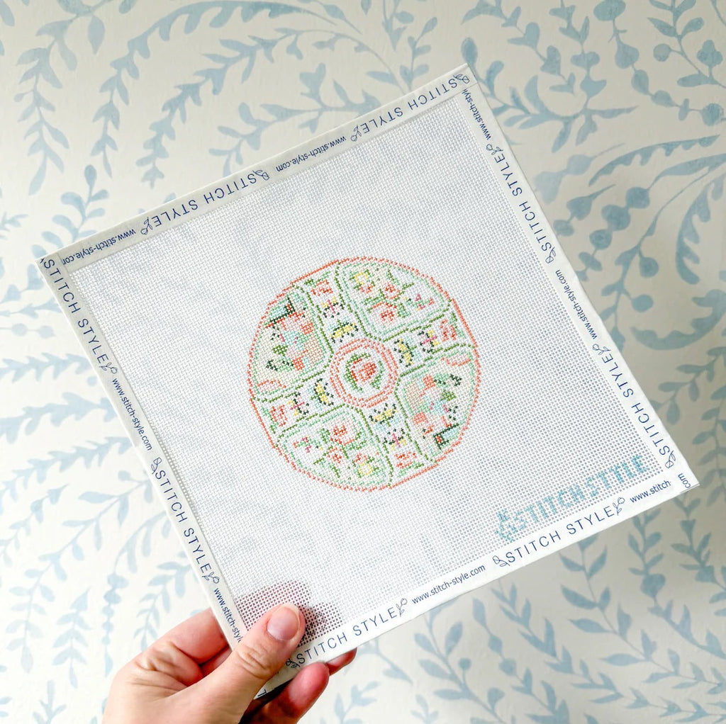 Canton Rose Plate Needlepoint Canvas