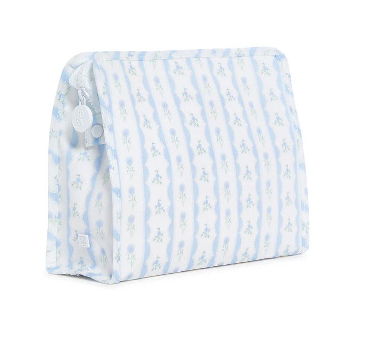 Roadie Large Zip Pouch Ribbon Floral Blue