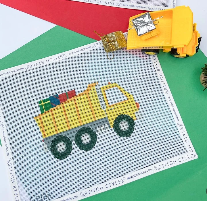 Christmas Dump Truck Needlepoint Canvas and Guide
