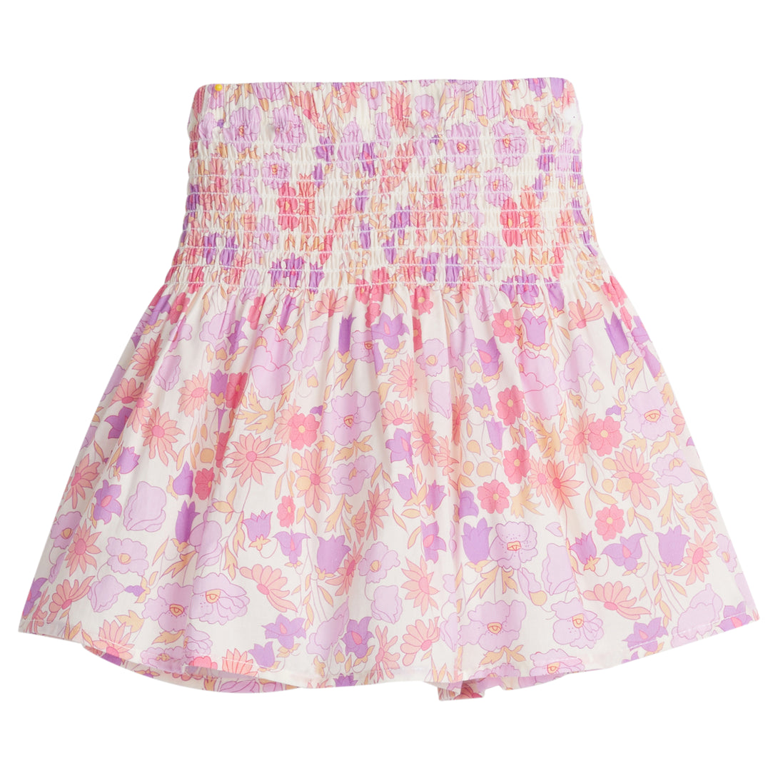 Shirred Circle Skirt in Lisle Lavender Floral