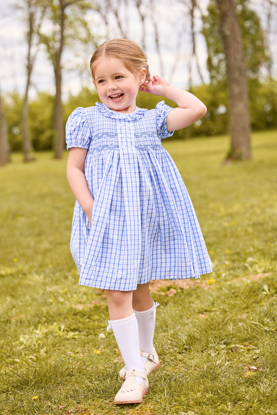 Smocked Bridget Dress - Woodberry Plaid
