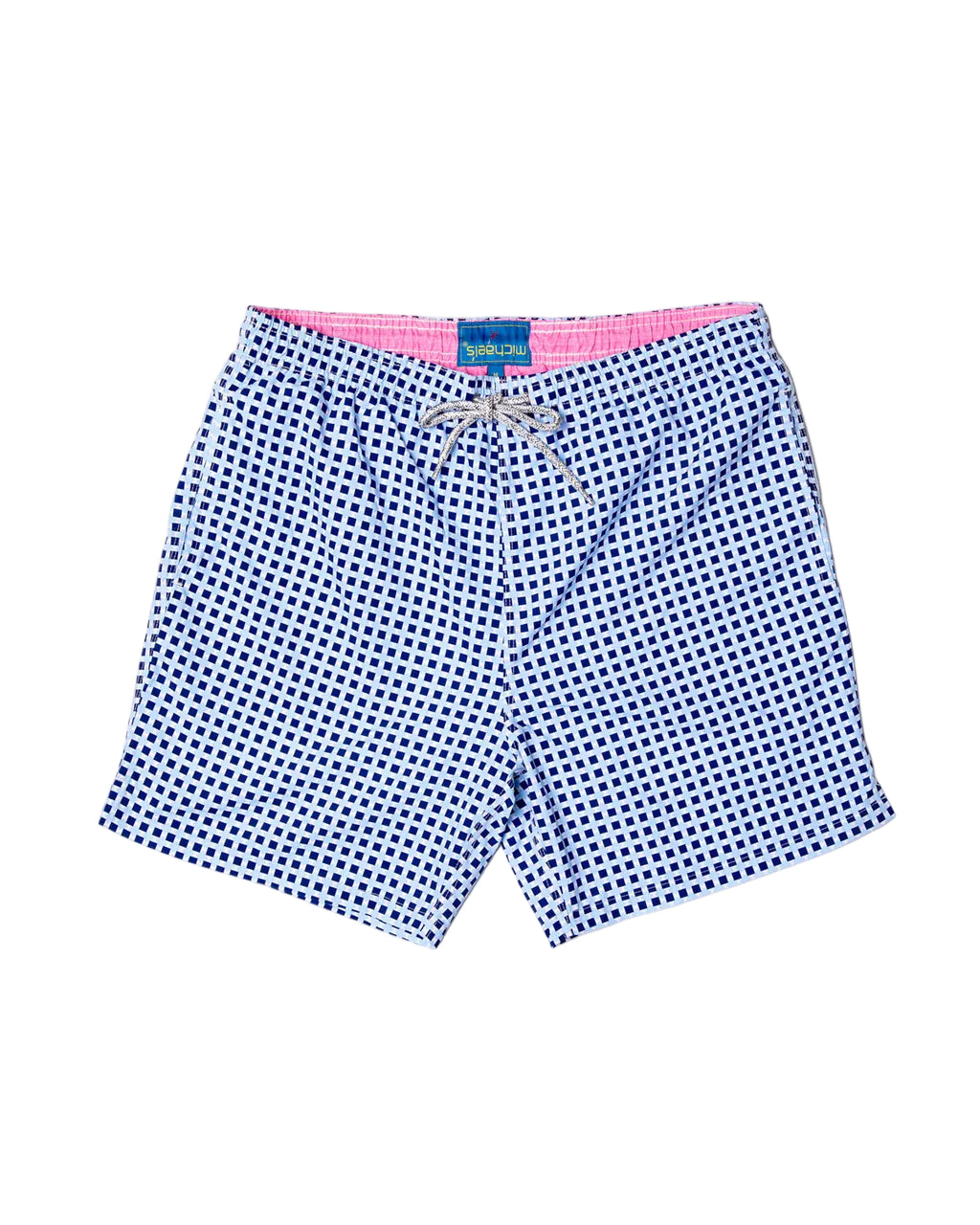 Boys Cyclist Swim Trunks - Squares Navy