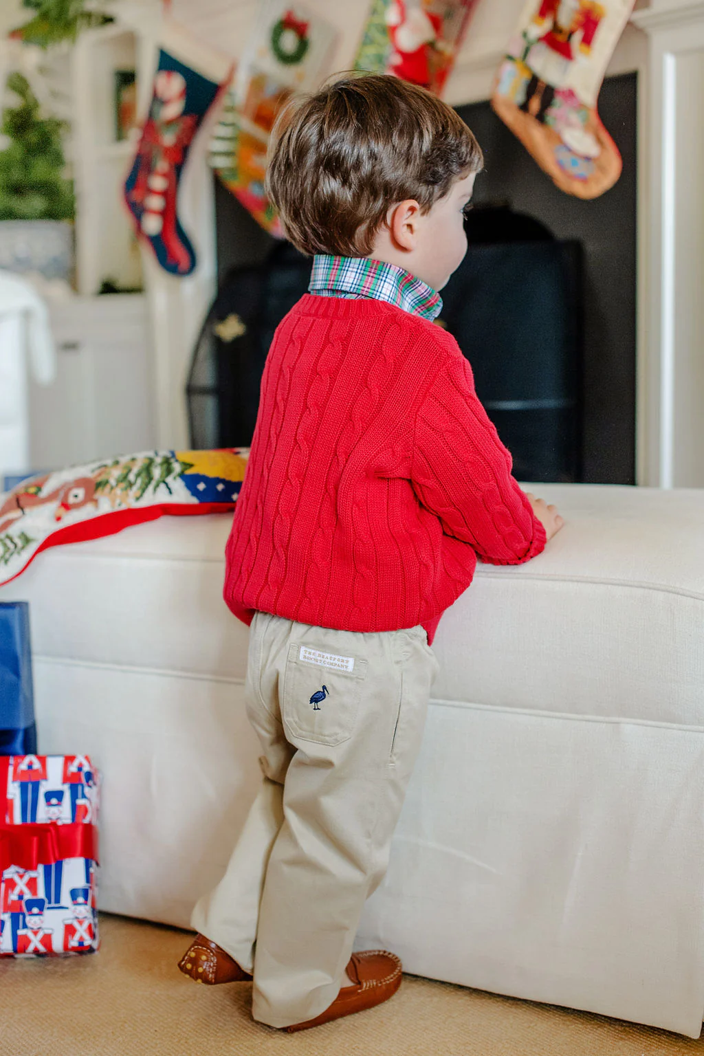 Sheffield Pants Twill in Keeneland Khaki with Nantucket Navy