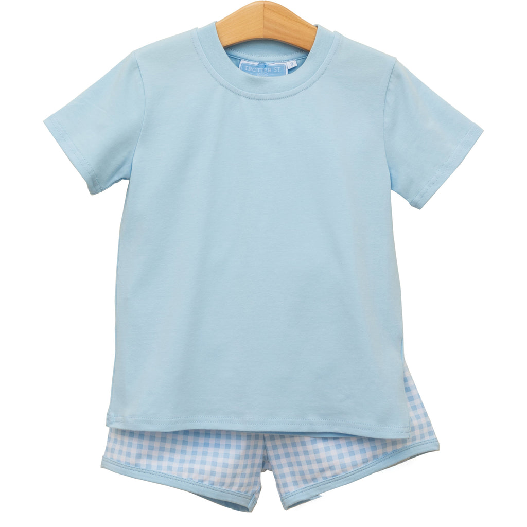 Thomas Short Set in Light Blue Gingham