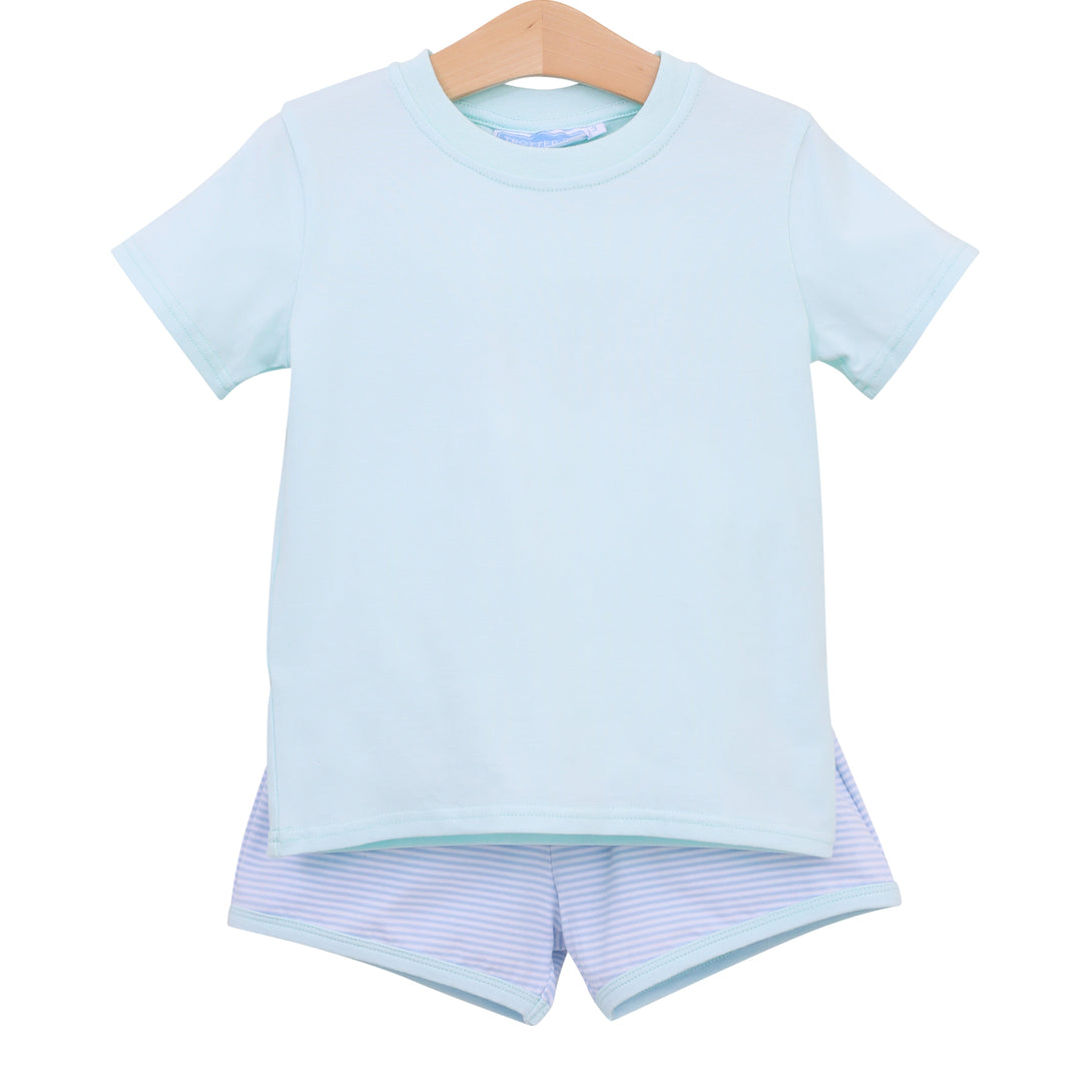 Thomas Short Set in Light Blue Stripe and Light Mint