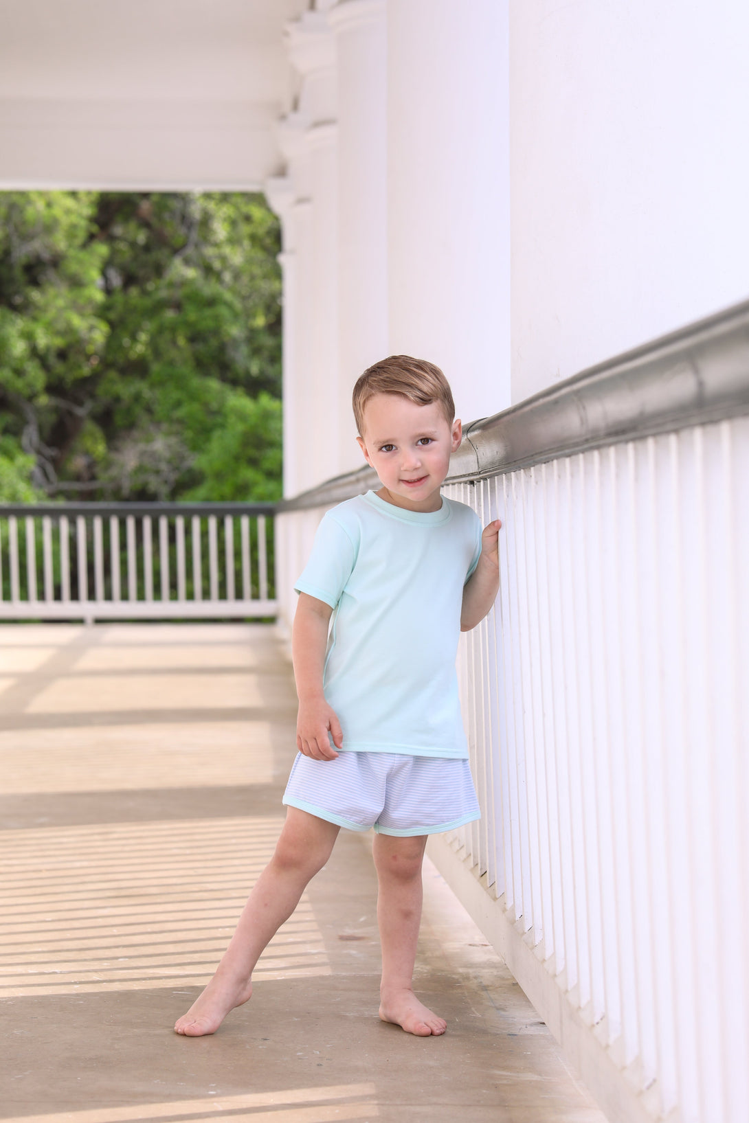 Thomas Short Set in Light Blue Stripe and Light Mint