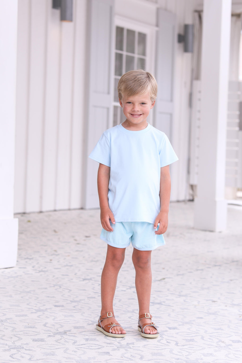 Thomas Short Set in Mint Stripe & Light Blue