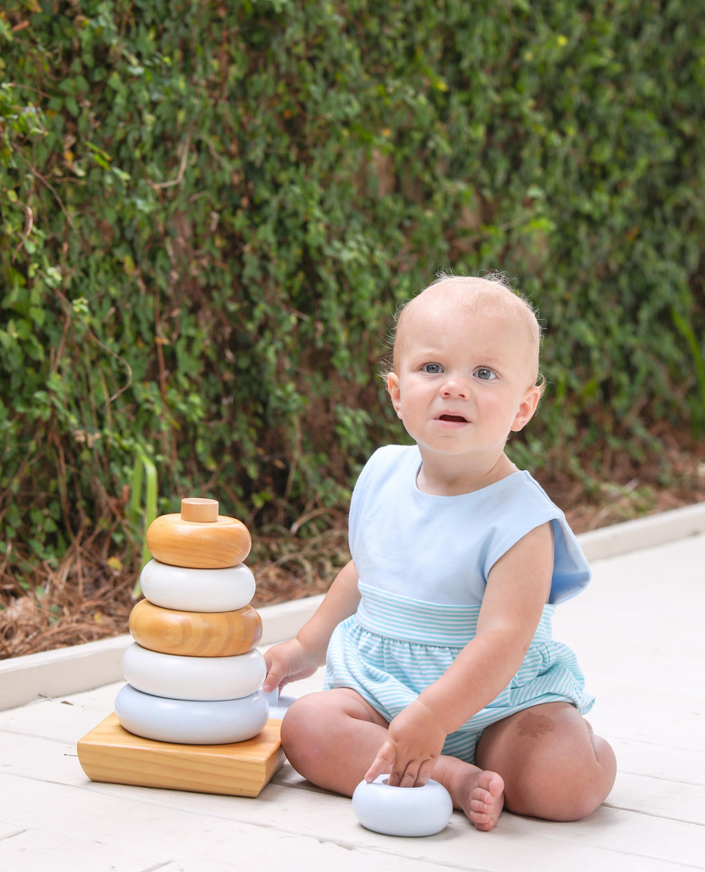 Thomas Sun Suit in Mint Stripe & Light Blue