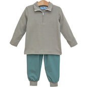Tucker Pullover Set Beige Stripe and Sage