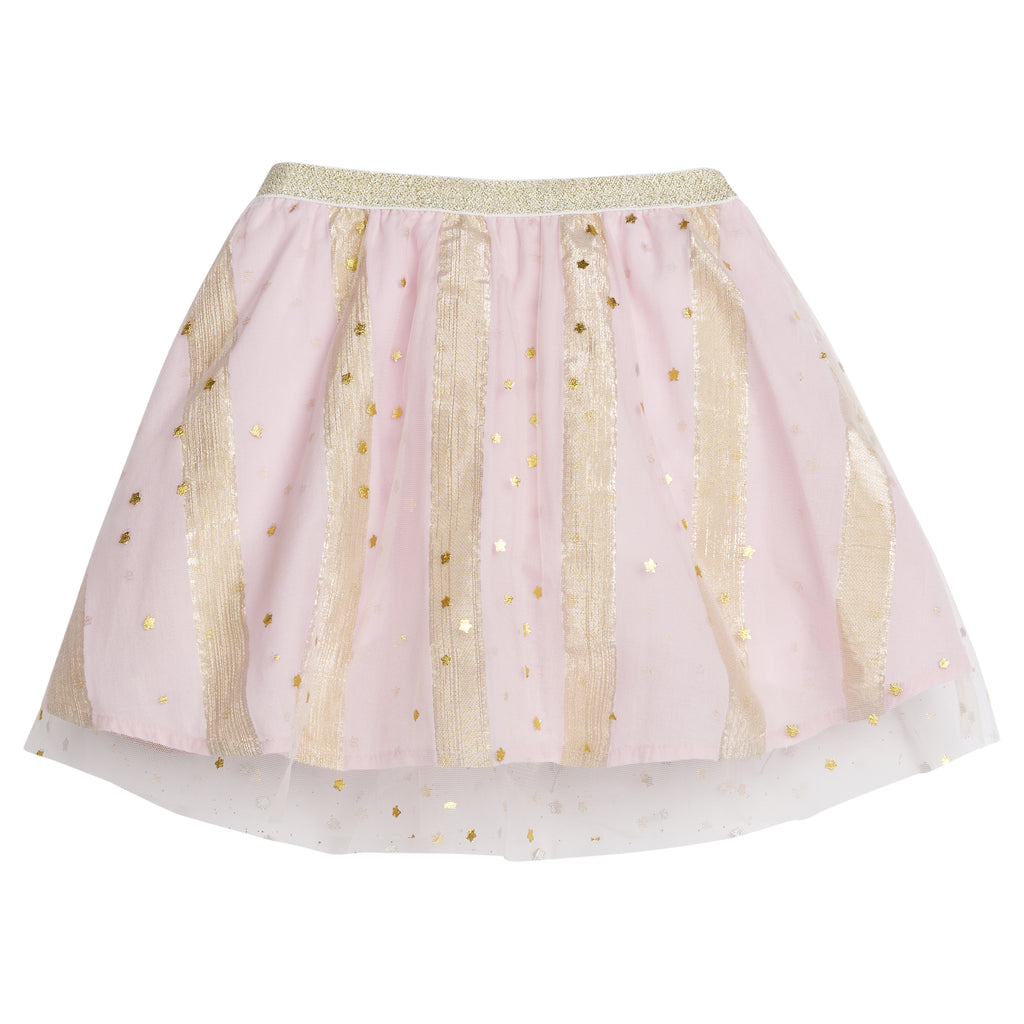 Tulle Circle Skirt Pink Metallic Stripe and Stars