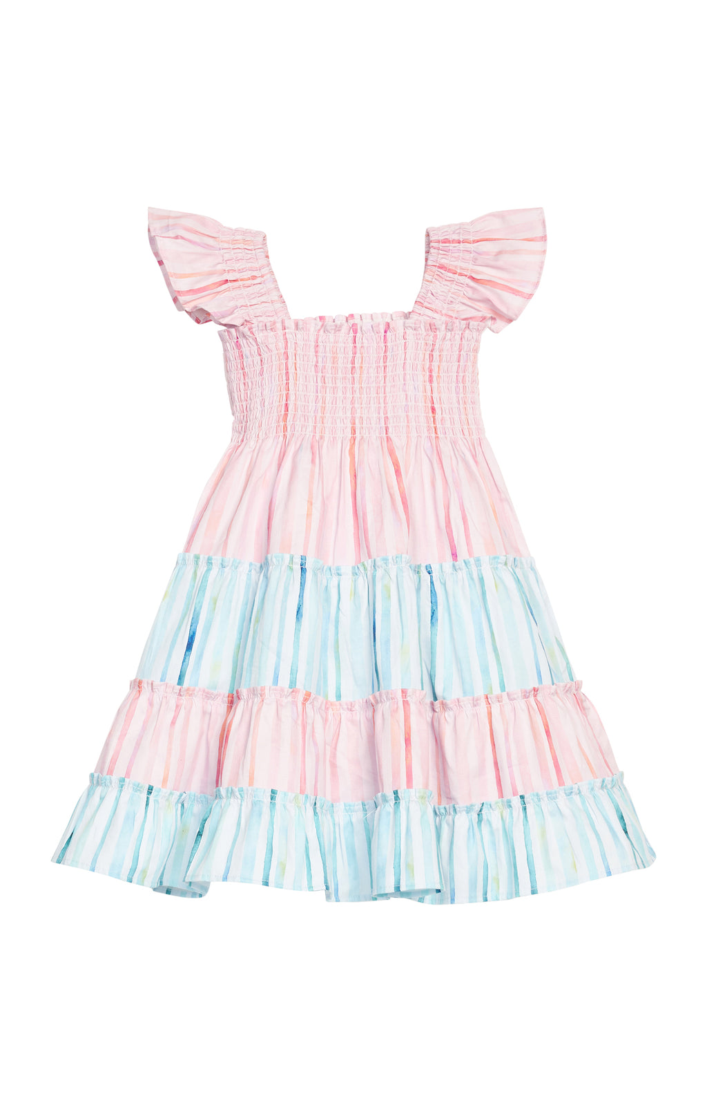 Twirl Dress in Watercolor Multi Stripe