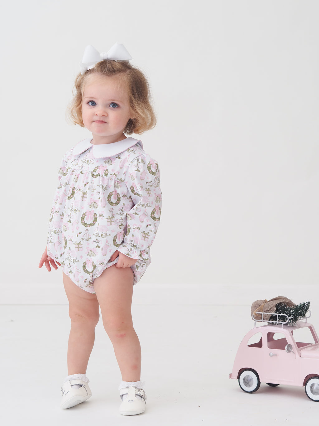Christmas Toile and Stripe Collins Classic Girls Bubble PRE-ORDER
