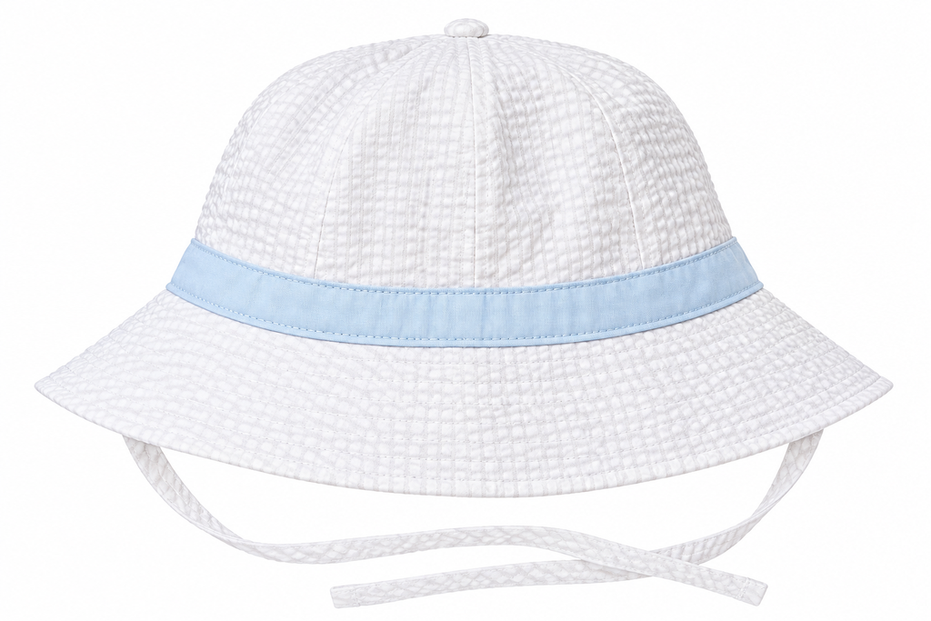 Henrys Boating Hat Seersucker Worth Avenue White Buckhead Blue