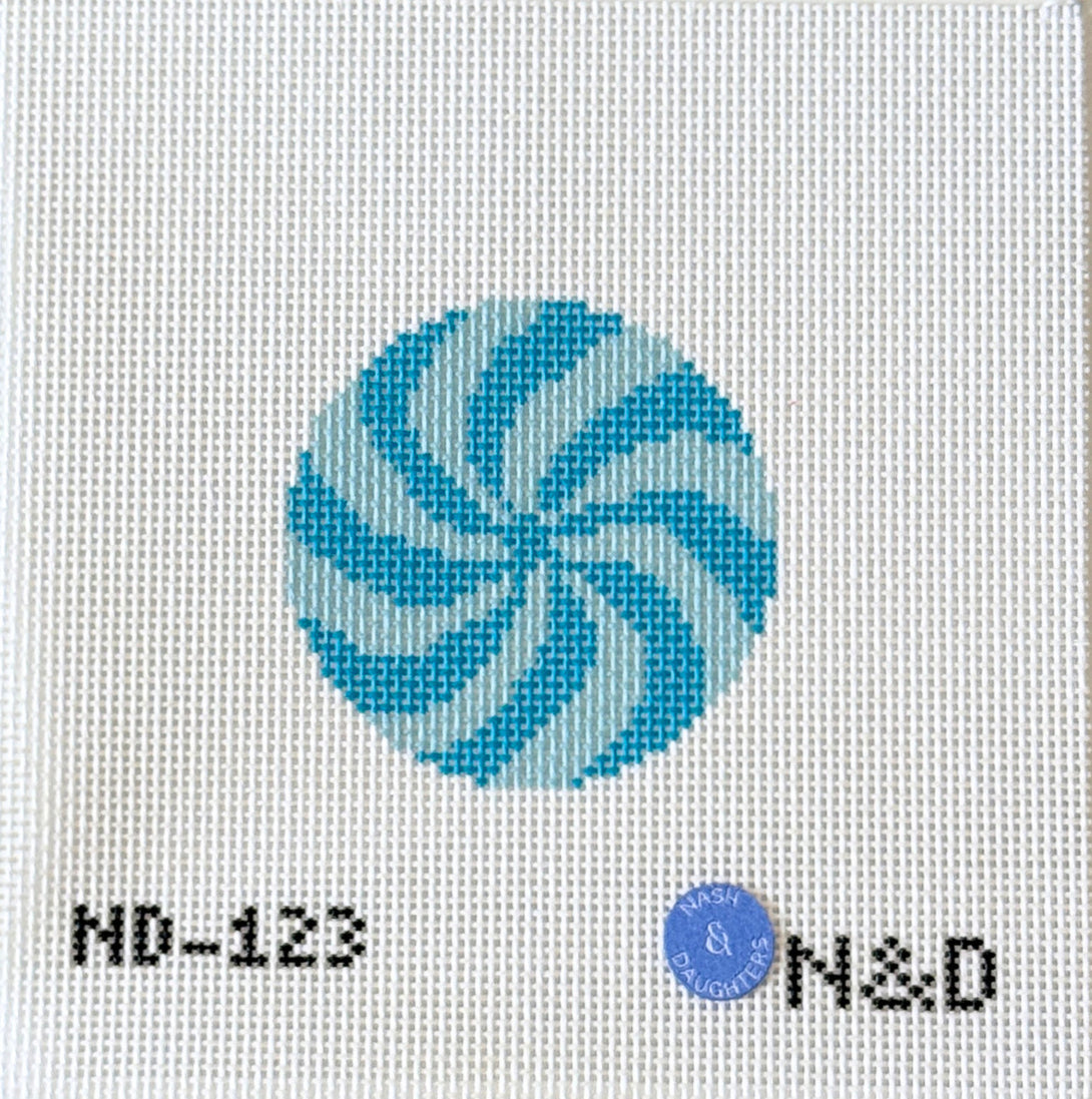 Blue Peppermint Round Needlepoint Canvas