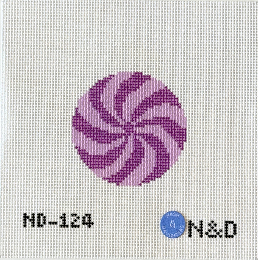 Purple Peppermint Round Needlepoint Canvas