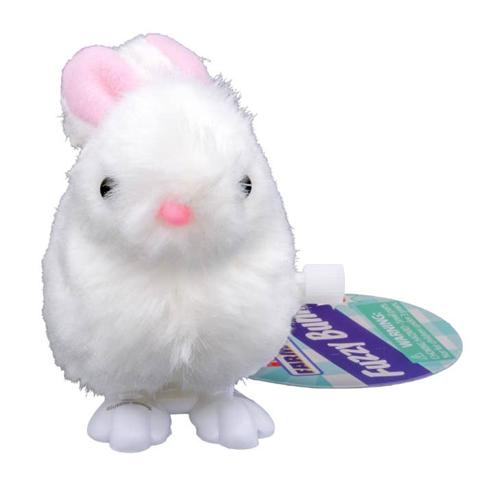 Farm Fresh White Fuzzy Bunny Wind Ups, Spring, Easter