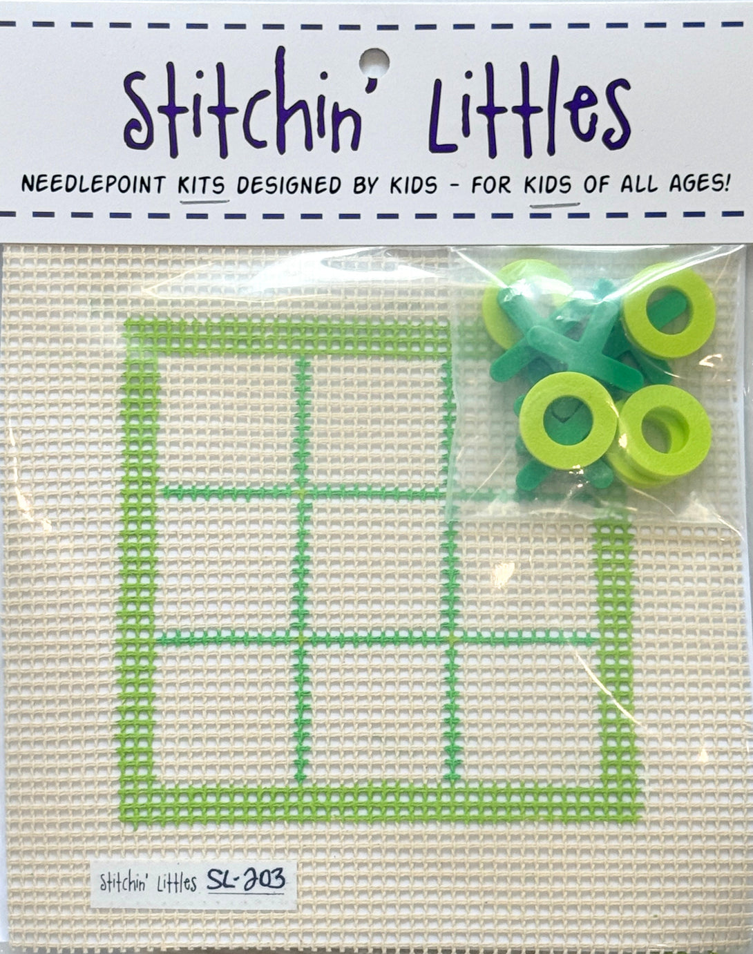 Stitchin' Littles Tic-Tac-Toe Kiwi Greens