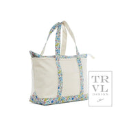 Medium Tote - Coated Canvas Gingham Posie Trim