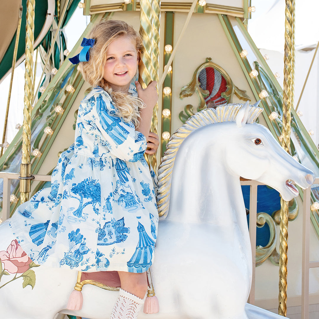 Girls Brooke Dress - Blue Circus