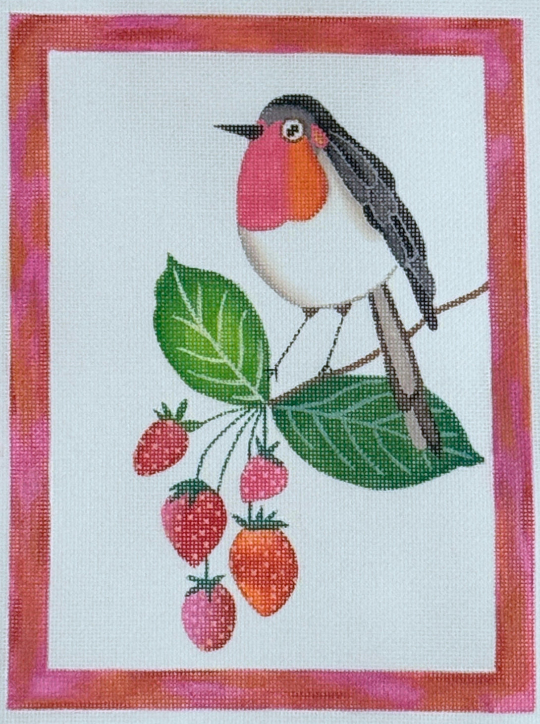 Bird with Strawberry Branch by Kate Mason