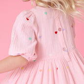 Girls Brooke Dress in Candy Heart Embroidery