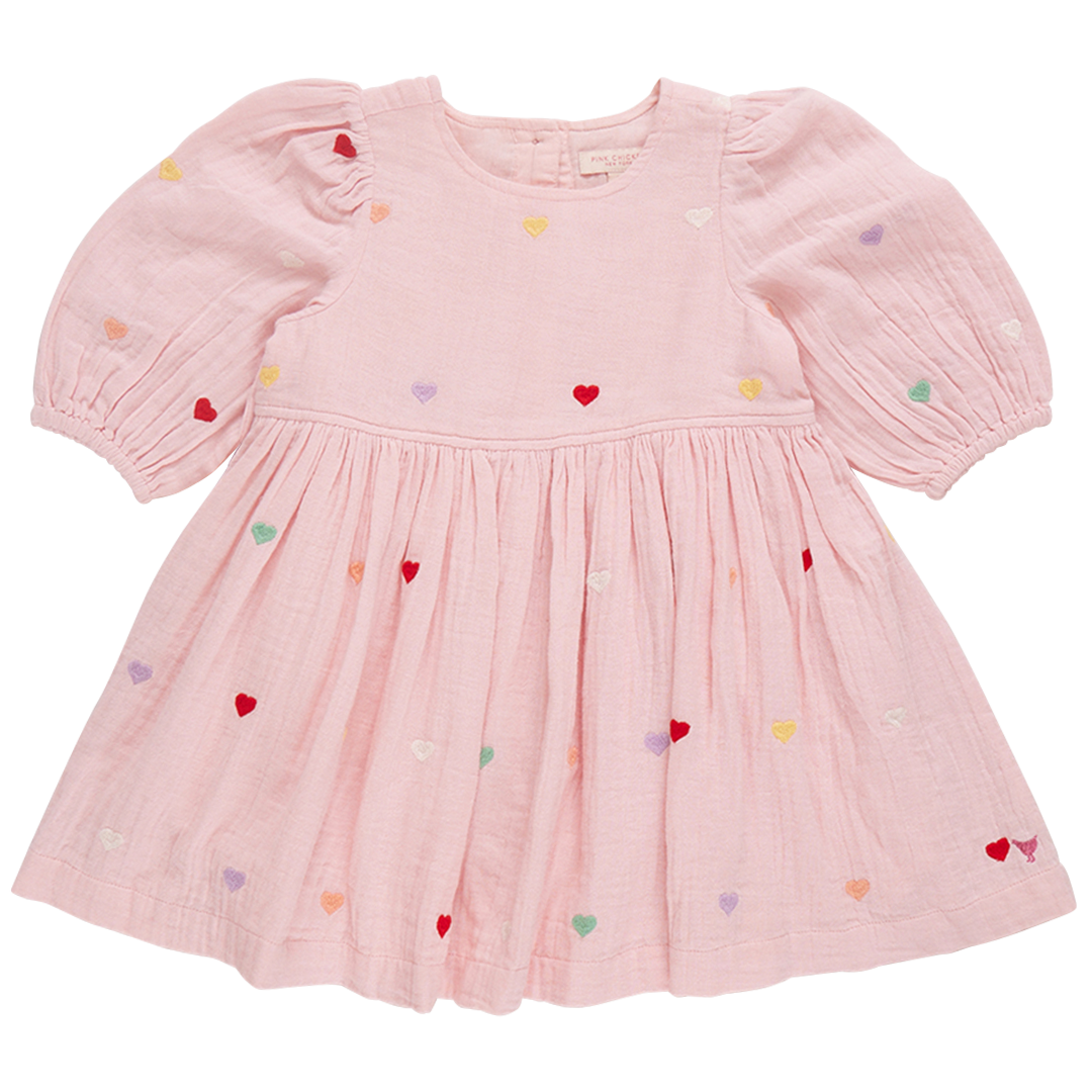 Girls Brooke Dress in Candy Heart Embroidery