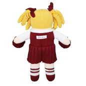 Cheerleader Knit Doll - Maroon and White