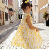 Girls Cynthia Dress - Bright Yellow Eyelet