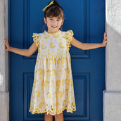 Girls Cynthia Dress - Bright Yellow Eyelet