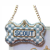 Blue Check Dog Tag Canvas