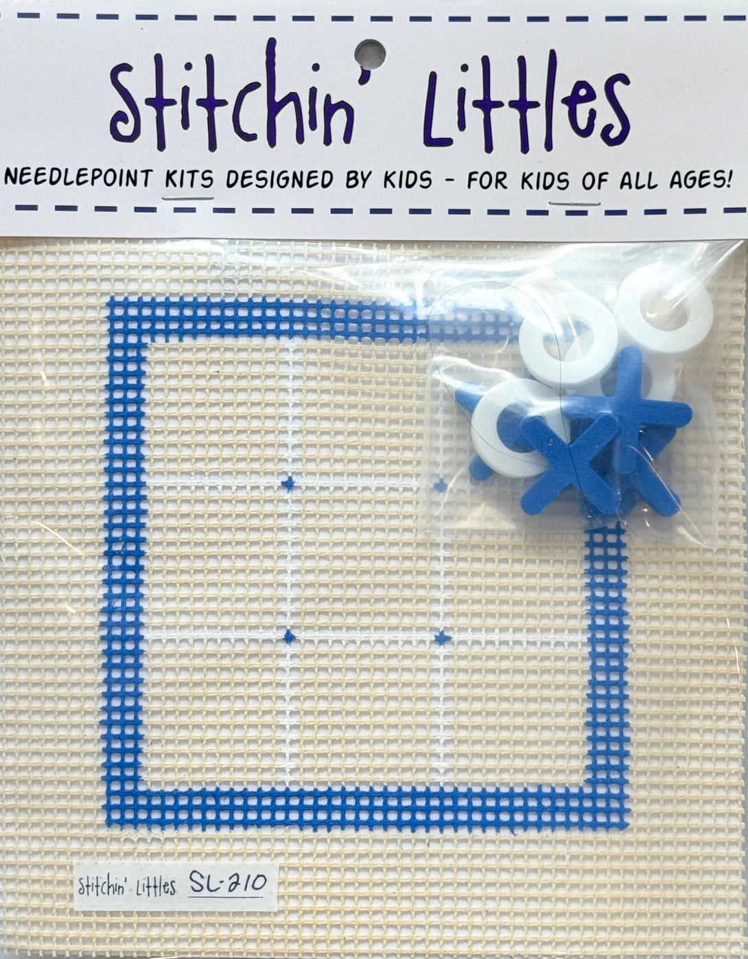 Stitchin' Littles Tic-Tac-Toe Blue & White