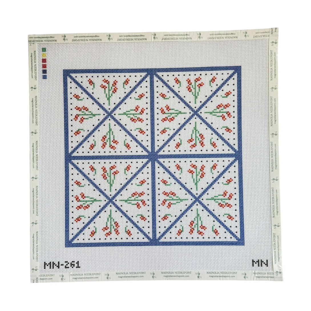 Blue Cottage Tile Needlepoint Canvas