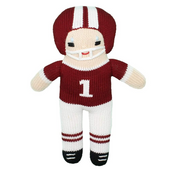 Football Player Knit Doll - Maroon and White