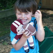 Football Player Knit Doll - Maroon and White