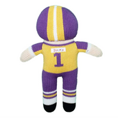 Football Player Knit Doll - Purple & Gold