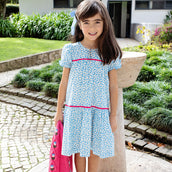 Girls Fiona Dress - Blue Mini Squares