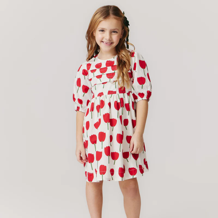 Evelyn Dress Red Tulips