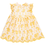 Girls Cynthia Dress - Bright Yellow Eyelet