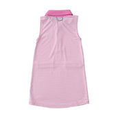 Girls' Sleeveless Performance Polo Dress in Fuchsia Pink Stripe