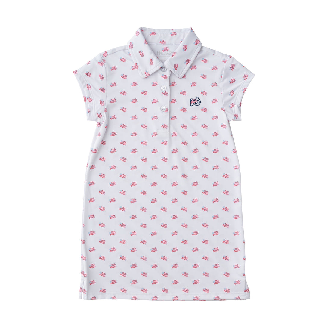 Girls' Short Sleeve Pro Performance Polo Dress in American Flag PRE-ORDER