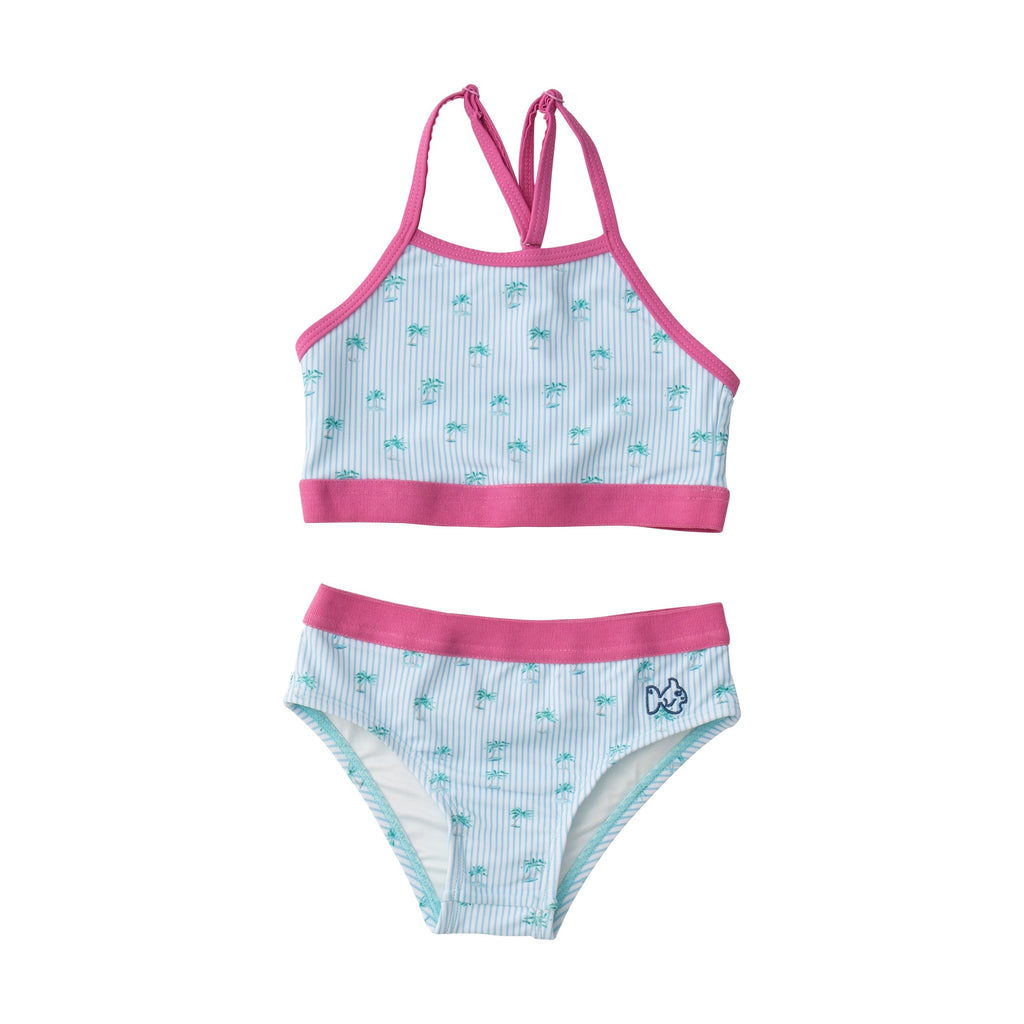 Girls' Racerback Bikini in Palm Stripe PRE-ORDER