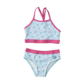 Girls' Racerback Bikini in Palm Stripe