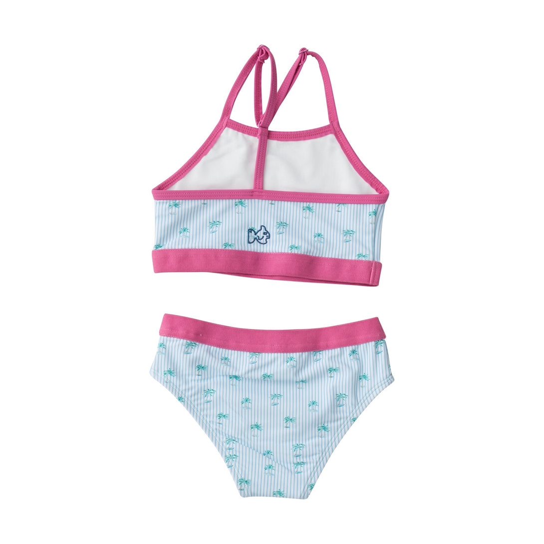 Girls' Racerback Bikini in Palm Stripe