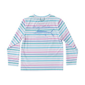 Girls' Long Sleeve Pro Performance Fishing Tee in Fuchsia Pink Multi Stripe PRE-ORDER