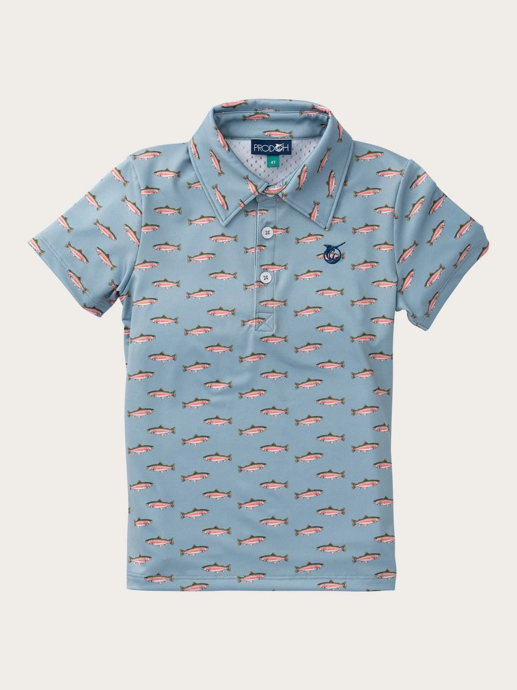 Boy's Short Sleeve Pro Performance Polo Rainbow Trout Print